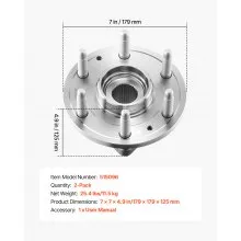 VEVOR 2PCS Front Wheel Bearing & Hub Assembly Fit for Chevy Silverado 1500 4WD 2013 Express 1500 GMC Savana 1500 Base Standard Cargo Van OEM 515036, Wheel Bearing Hub Assembly Set with ABS Sensor