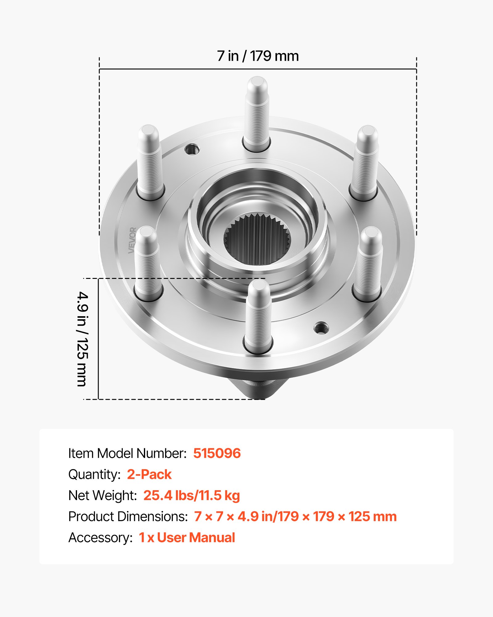 VEVOR 2PCS Front Wheel Bearing & Hub Assembly Fit for Chevy Silverado 1500 4WD 2013 Express 1500 GMC Savana 1500 Base Standard Cargo Van OEM 515036, Wheel Bearing Hub Assembly Set with ABS Sensor