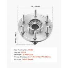 VEVOR 2PCS Front Wheel Bearing & Hub Assembly Fit for 2020 Cadillac Escalade Base Platinum Premium Luxury Sport Utility Chevy Suburban LS LT OEM 515160, Wheel Bearing Hub Assembly Set with ABS Sensor