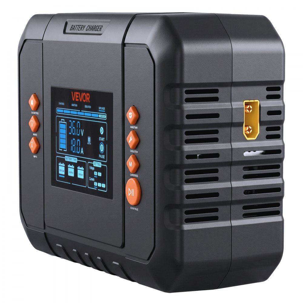 VEVOR Golf Cart Battery Charger 36V 18A and 48V 13A Smart Trickle Charger, for Lithium LiFePO4 Lead-Acid AGM/Gel/SLA Batteries, Plastic Shell, Multiple Protections, with LCD Display & Cooling Fan