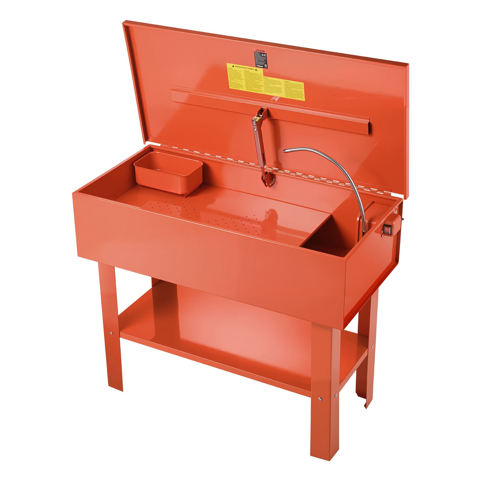 VEVOR Parts Washer 151L Tank, 65L Solvent Capacity, 3L per Minute Max Pump Output, Heavy Duty Steel Cabinet Electric Pump Automotive Parts Washer Cleaner for Wheel Bearings, Gears, and Carburetors