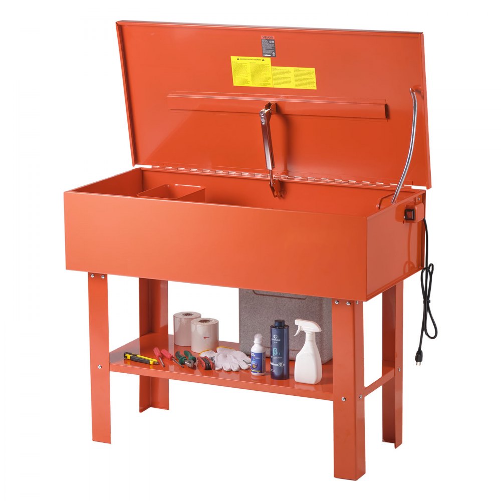 VEVOR Parts Washer 135L Tank, 65L Solvent Capacity, 3L per Minute Max Pump Output, Heavy Duty Steel Cabinet Electric Pump Automotive Parts Washer Cleaner for Wheel Bearings, Gears, and Carburetors