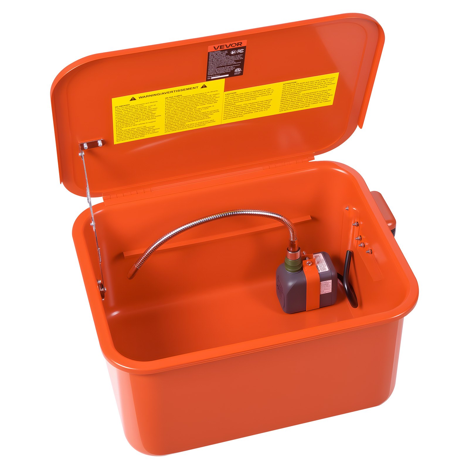 VEVOR Parts Washer, 19L Cleaning Tank, 13L Solvent Capacity, 1.5L per Minute Max Pump Output, Portable Steel Automotive Parts Cleaner with Electric Pump for Wheel Bearings, Gears, and Carburetors