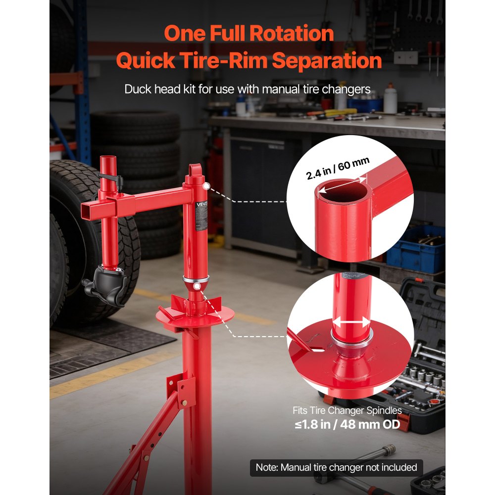 VEVOR Manual Tire Changer Duck Head Kit with Silver Cone, Fit for 406-533 mm Wheels, Heavy Duty Manual Tire Changer Duck Head Adapter Kit, Mounting & Demounting Tool for Most Cars, SUVs, Trucks, ATVs