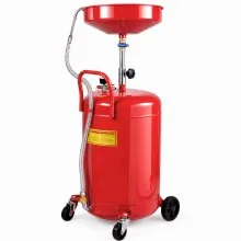 VEVOR Waste Oil Drain Tank 20 Gallon Portable Oil Drain Air Operated Drainer Oil Change, Oil Drain Container, Fluid Fuel Transfer Drainage Adjustable Funnel Height, with Wheel for Easy Oil Removal