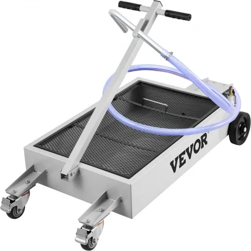 VEVOR Oil Drain Pan 15 Gallon Oil Drain Tank, 57L Low Profile Oil Drain Pan, Large Capacity Oil Change Pan, Foldable Hand, with Electric Pump, Hose, Swivel Casters for Car, SUV, Trucks Oil Draining