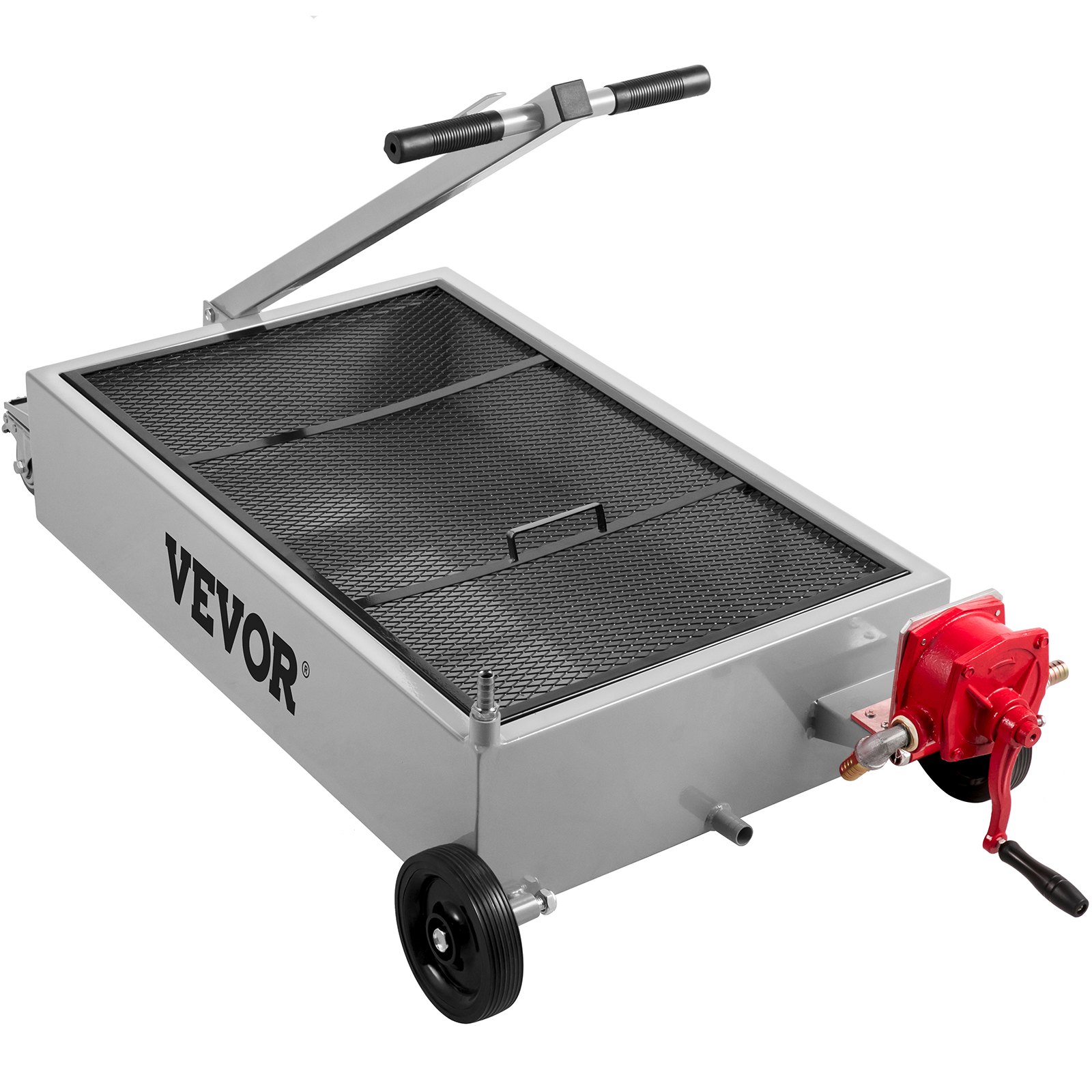 VEVOR Oil Drain Pan 15 Gallon Oil Drain Tank, 57L Low Profile Oil Drain Pan, Large Capacity Oil Change Pan, Foldable Hand, with Pump, Hose, Swivel Casters Wheels for Car, SUV, Trucks Oil Draining