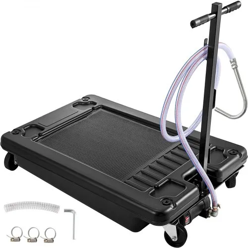 VEVOR Low Profile Oil Drain Pan 17 Gallon Oil Drain Pan with Electric Pump 64L Oil Change Pan with 10' Hose for Car SUV Trailer Draining Oil