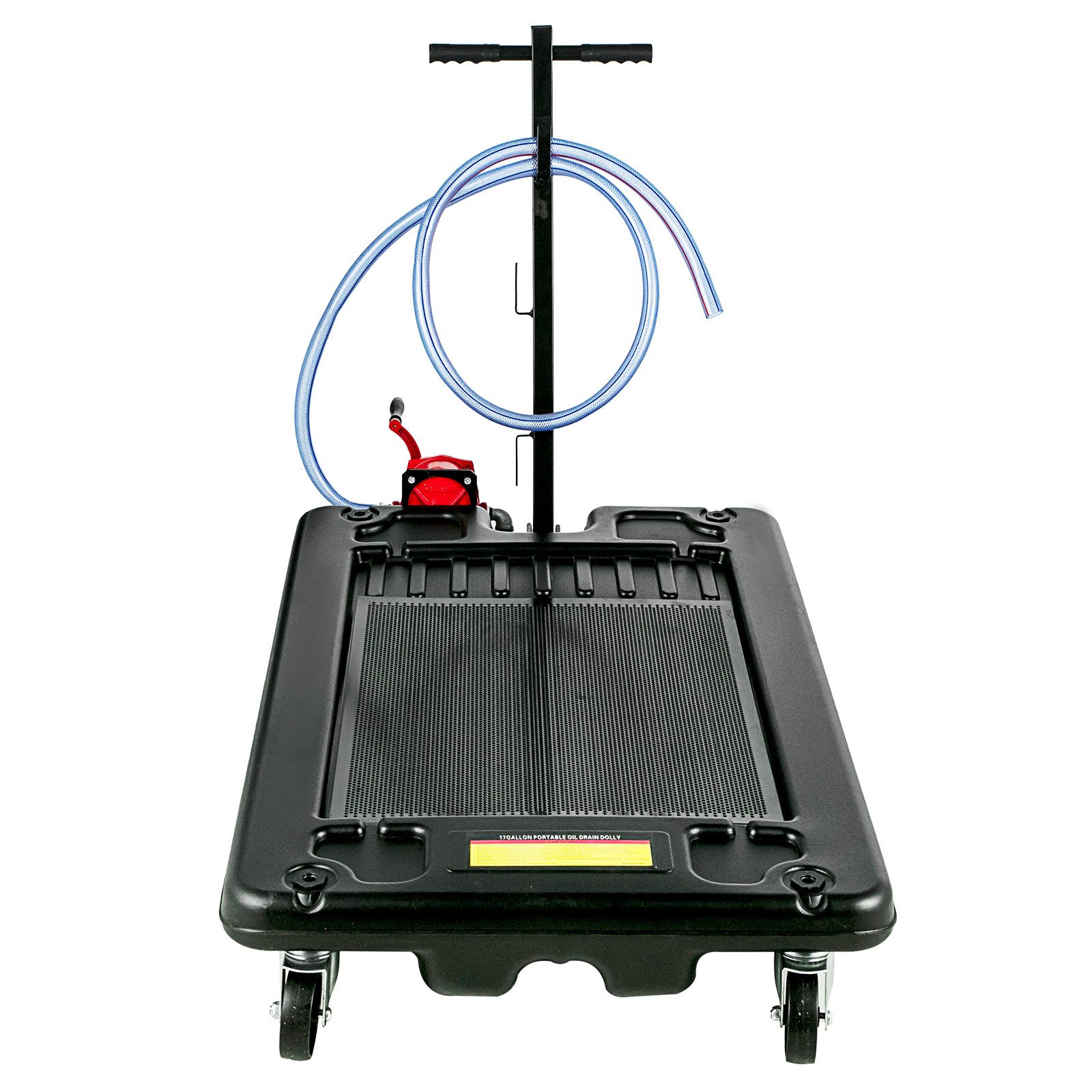 VEVOR Portable Oil Drain Pan with Pump 64L Oil Drain Pan 17 Gallon Low Profile Oil Drain Pan with 8' Hose for SUV Car and Trucks