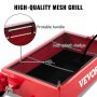 VEVOR oil drain pan with mesh grill, portable handle, and anti-splash design in red.