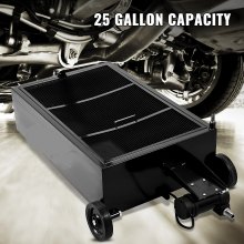 VEVOR Oil Drain Pan 25 Gallon Oil Drain Tank, 95L Low Profile Oil Drain Pan, Large Capacity Oil Change Pan, Foldable Hand, with Electric Pump, Hose, Swivel Casters for Car, SUV, Trucks Oil Draining