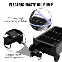 VEVOR Oil Drain Pan 25 Gallon Oil Drain Tank, 95L Low Profile Oil Drain Pan, Large Capacity Oil Change Pan, Foldable Hand, with Electric Pump, Hose, Swivel Casters for Car, SUV, Trucks Oil Draining