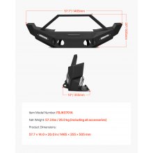 VEVOR Front Bumper Compatible with 2007-2018 Wrangler JK/JKU with LED Light Bars