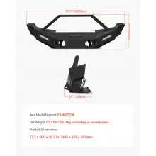 VEVOR Front Bumper Compatible with 2007-2018 Wrangler JK/JKU with LED Light Bars