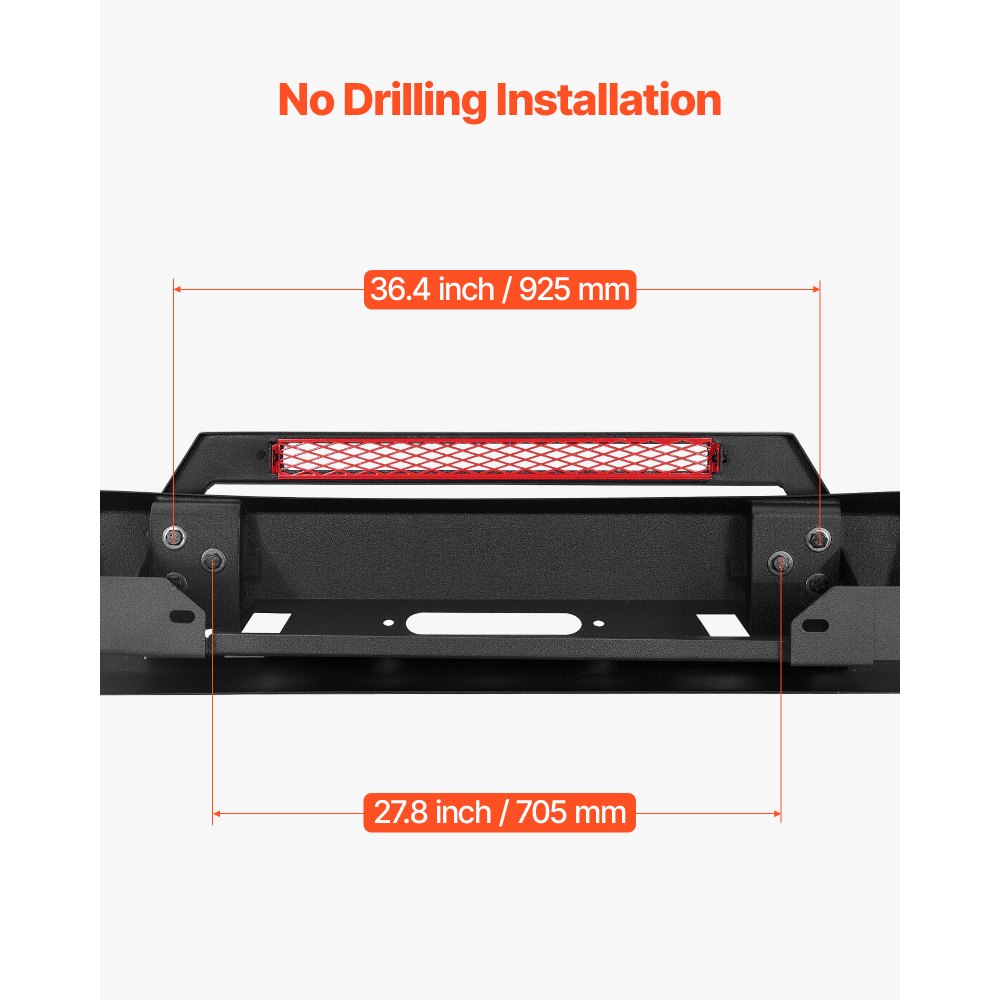 VEVOR Front Bumper Compatible with 2016-2023 Toyota Tacoma (Excluding Tacoma TRD/Tacoma TRD Sport), Pickup Truck Bumper with Winch Plate & D-Ring Mounts, Heavy-Duty Steel Front Bumpers with E-Coating and Bull Bar