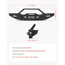 VEVOR Front Bumper Compatible with 1987-2006 Jeep Wrangler YJ TJ with LED Light