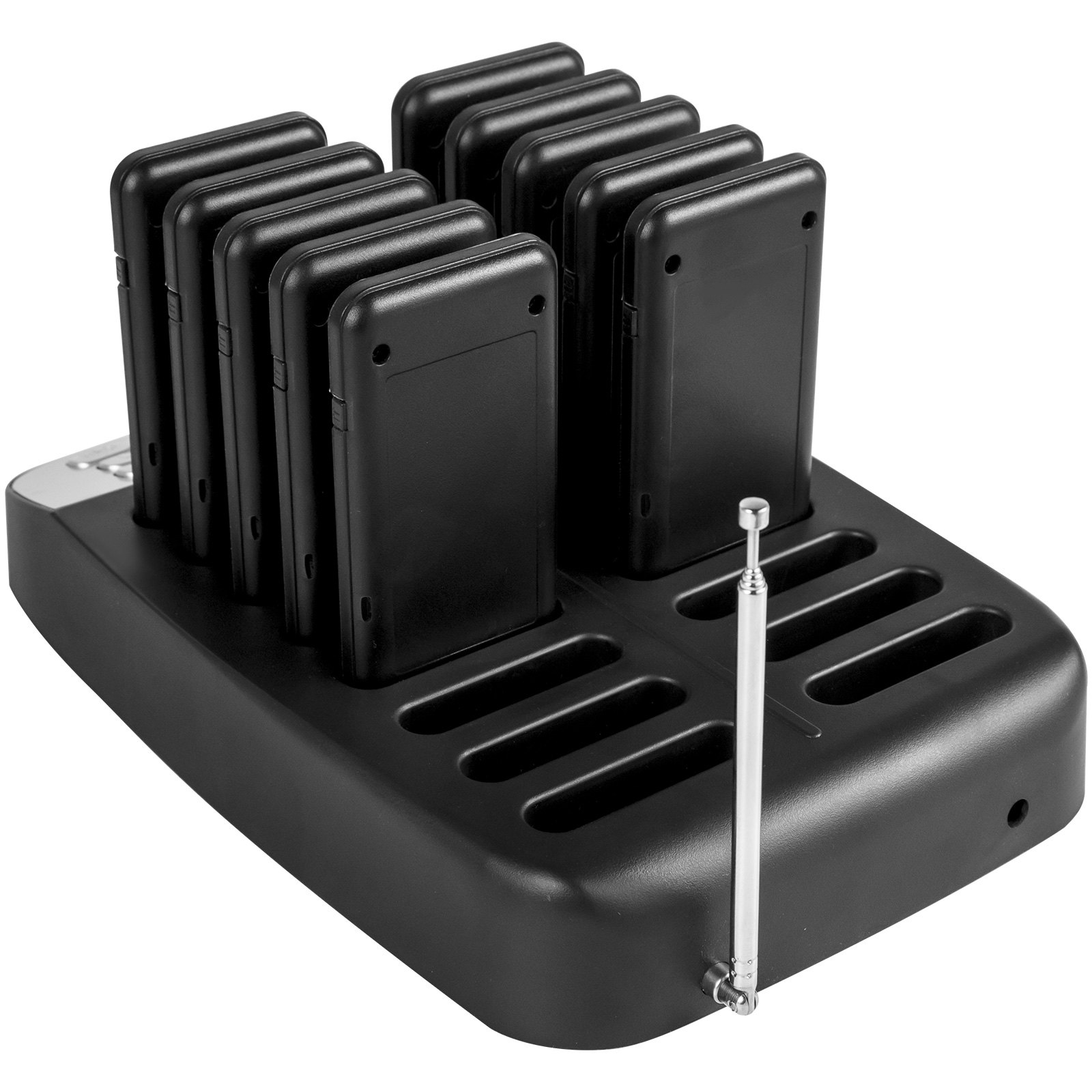 VEVOR F100 Restaurant Pager System 16 Pagers, Max 98 Beepers Wireless Calling System, Set with Vibration, Flashing and Buzzer for Church, Nurse,Hospital & Hotel