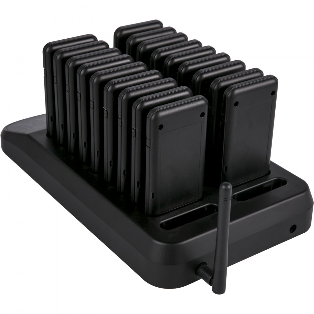 VEVOR F103 Restaurant Pager System 18 Pagers, Max 98 Beepers Wireless Calling System, Touch Keyboard with Vibration, Flashing and Buzzer for Church, Nurse,Hospital & Hotel