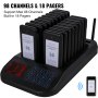 VEVOR F103 Restaurant Pager System 18 Pagers, Max 98 Beepers Wireless Calling System, Touch Keyboard with Vibration, Flashing and Buzzer for Church, Nurse,Hospital & Hotel