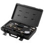 VEVOR compression tester kit in a black carrying case with multiple tools and a pressure gauge.