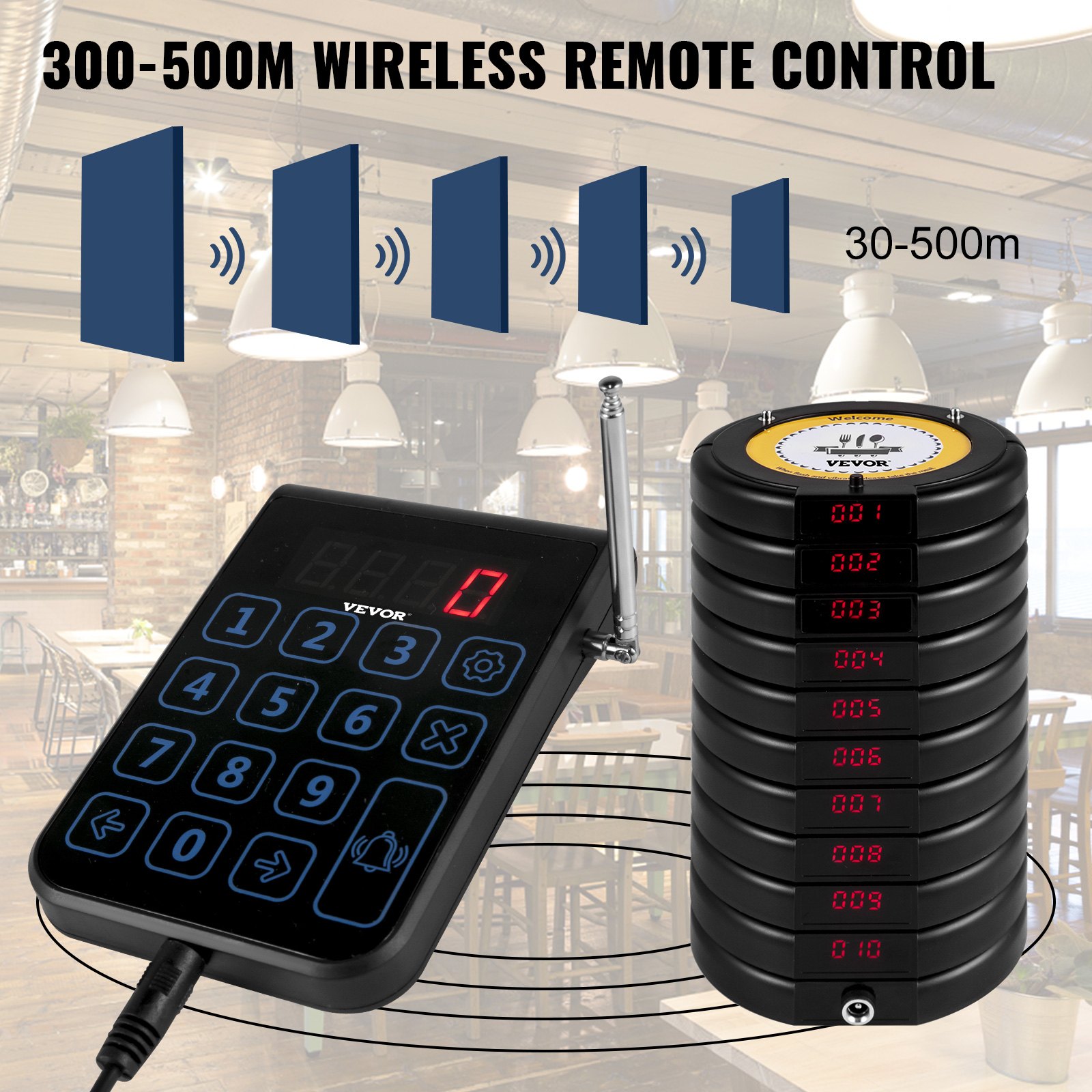 VEVOR R100 Restaurant Pager 30 Coasters Wireless Paging System with Touch Screen