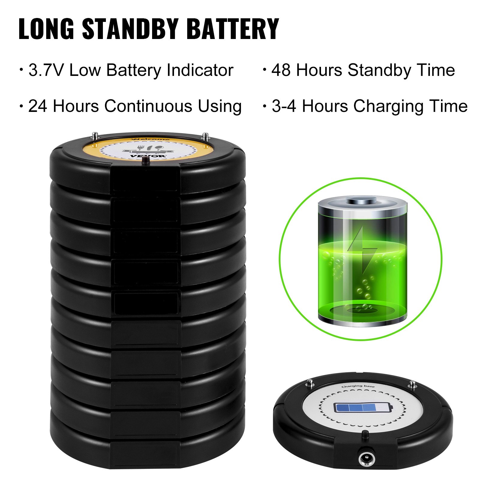 VEVOR R100 Restaurant Pager 30 Coasters Wireless Paging System with Touch Screen