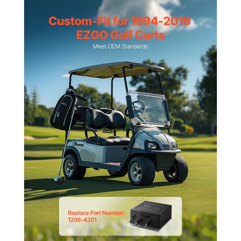 VEVOR Golf Cart Speed Controller, 36V and 350A, DC Motor Controller Replacement for 1994-2019 EZGO Golf Carts, IP65 Rated Protection, Aluminum Alloy & ABS Housing, Compatible with 1206-4301 Models