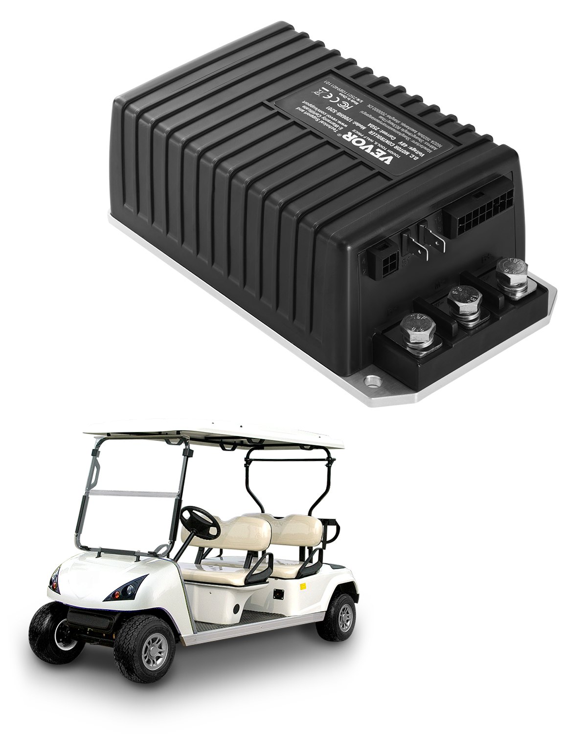 VEVOR Golf Cart Speed Controller, 48 Volt & 250 Amp, DC Motor Controller Replacement for EZGO TXT Golf Carts, IP65 Rated Protection, Aluminum Alloy & ABS Housing, Compatible with 1206HB-5201 Models
