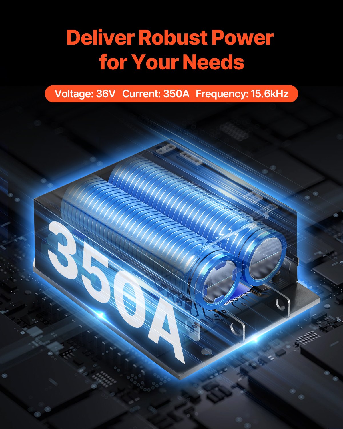 VEVOR Golf Cart Speed Controller, 350 Amp, DC Motor Controller Replacement for 2000-2009 EZGO TXT Golf Carts, IP65 Rated Protection, Aluminum Alloy & ABS Housing, Compatible with 1206MX-4301 Models