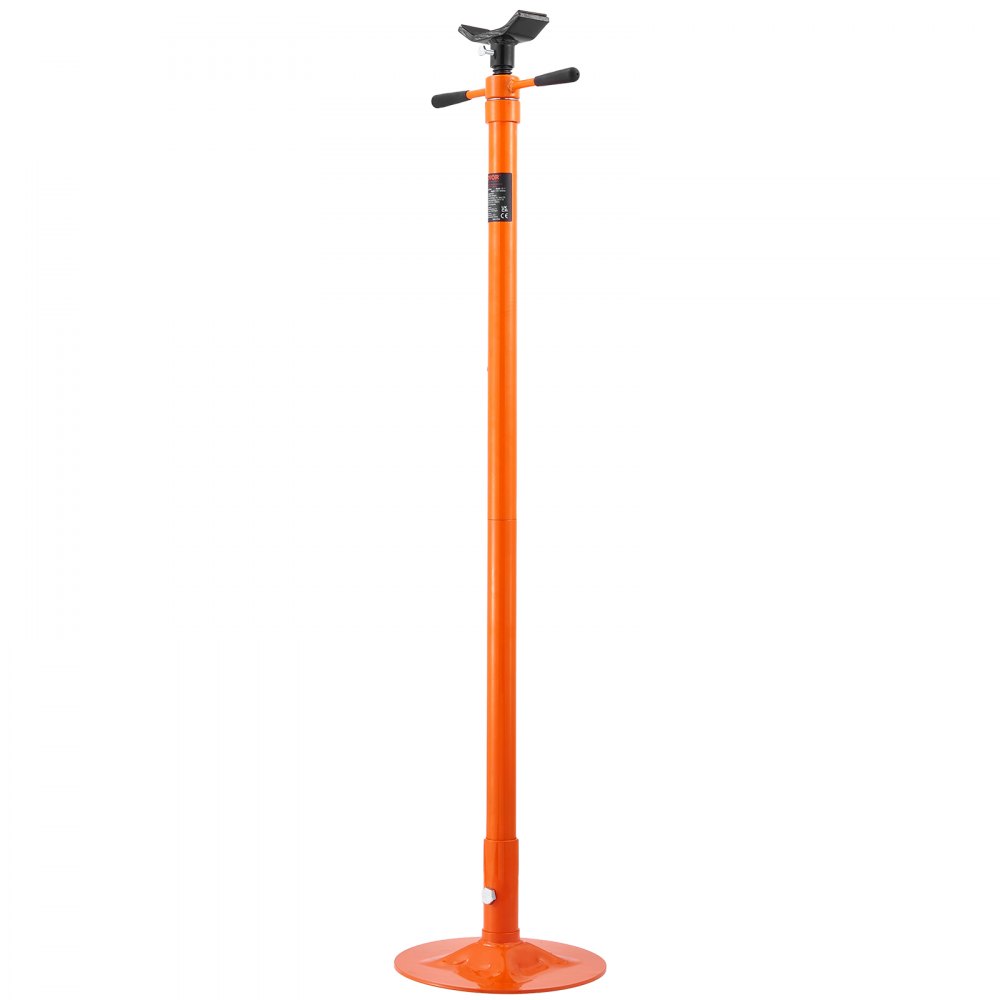 orange VEVOR underhoist support stand with a wide base and adjustable top, ideal for vehicle maintenance.
