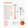 VEVOR Underhoist Support Stand, 3/4 Ton Capacity Under Hoist Jack Stand, Lifting from 52.8 to 76 in, Self-Locking Threaded Screw, Bearing Mounted Spin Handle Pole Jack, Support Vehicle Components