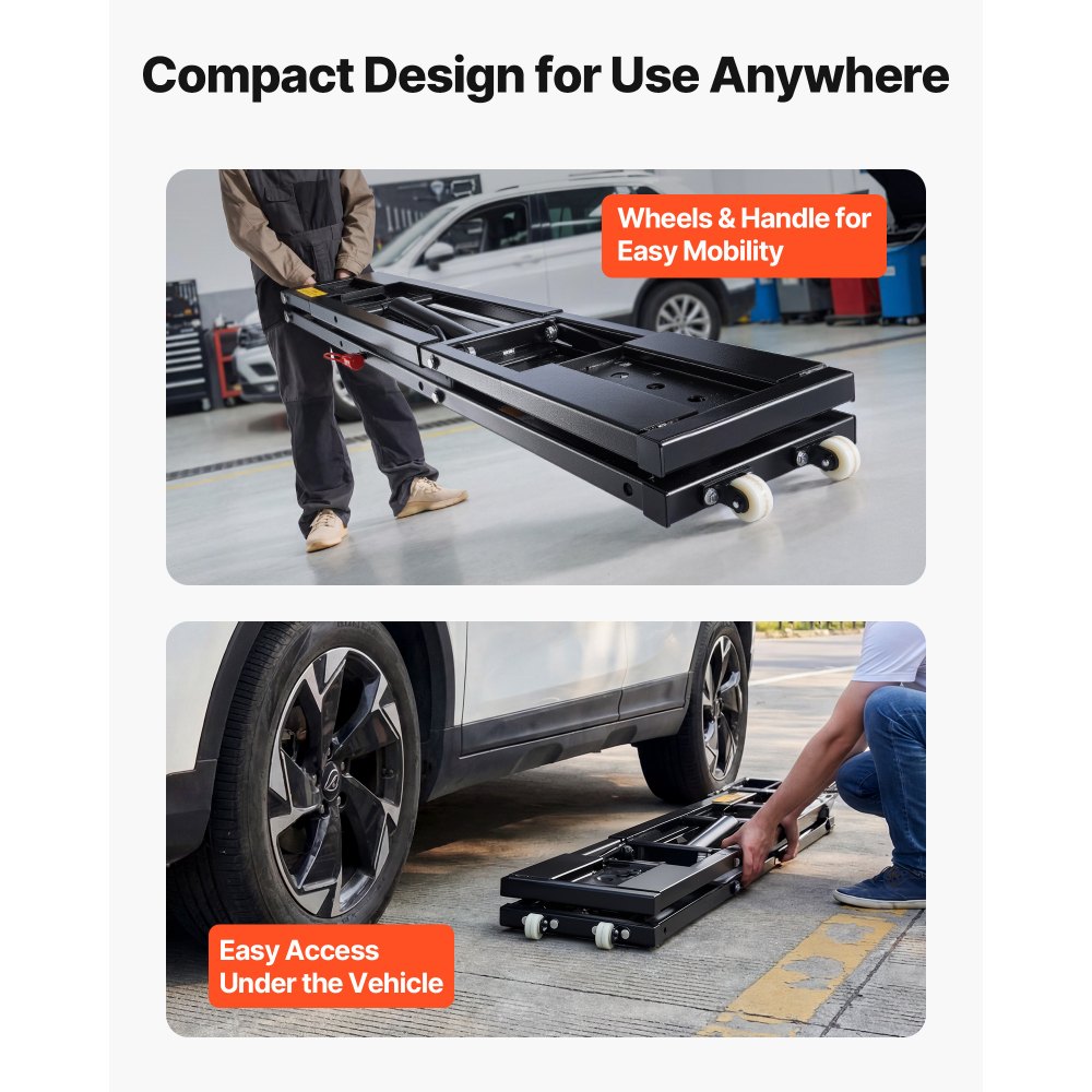 VEVOR Portable Car Lift, 9000 lbs Capacity, Heavy Duty Steel Truck Lift with 28" Max Height, 120V Power Unit, Wheels, 4 Rubber Pads & 4 Lifting Columns for Cars, SUVs, Trucks, Home Garage or Shop Use