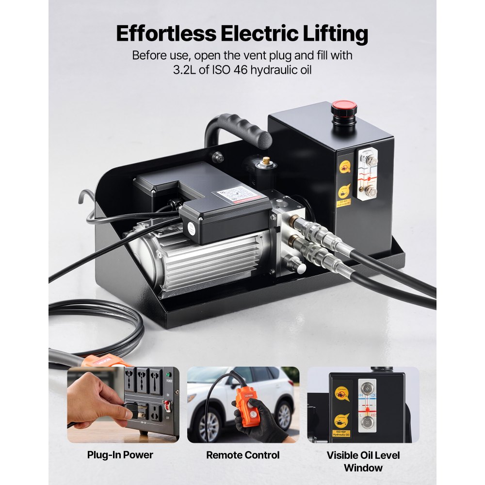 VEVOR Portable Car Lift, 9000 lbs Capacity, Heavy Duty Steel Truck Lift with 28" Max Height, 120V Power Unit, Wheels, 4 Rubber Pads & 4 Lifting Columns for Cars, SUVs, Trucks, Home Garage or Shop Use