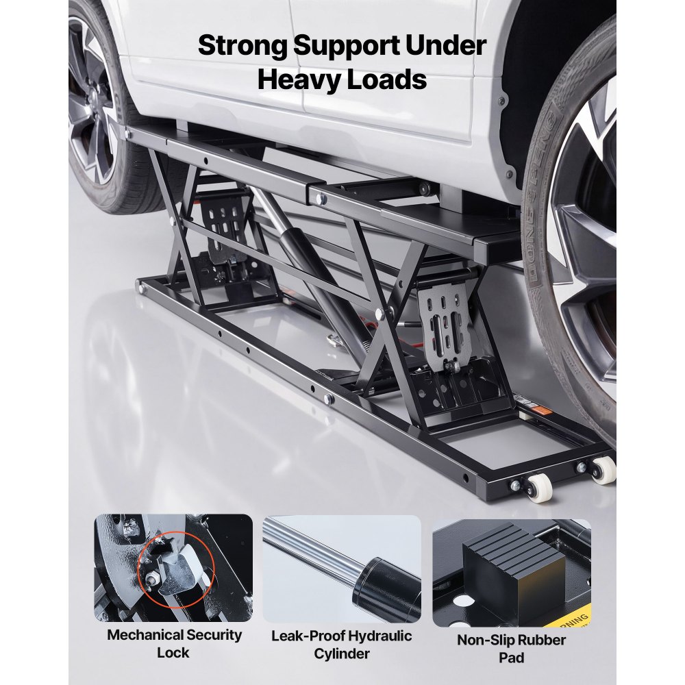 VEVOR Portable Car Lift, 9000 lbs Capacity, Heavy Duty Steel Truck Lift with 28" Max Height, 120V Power Unit, Wheels, 4 Rubber Pads & 4 Lifting Columns for Cars, SUVs, Trucks, Home Garage or Shop Use
