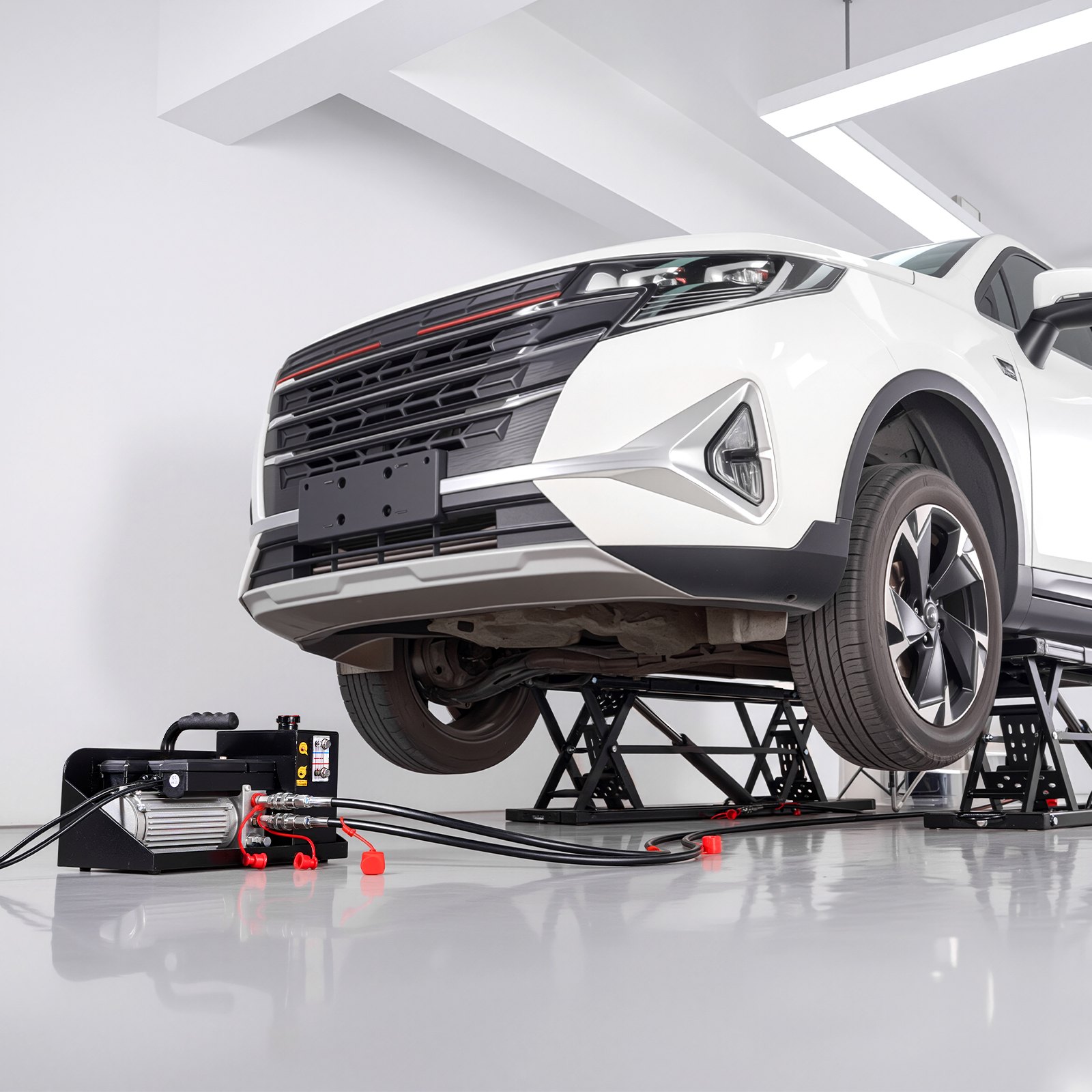 VEVOR Portable Car Lift, 9000 lbs Capacity, Heavy Duty Steel Truck Lift with 28" Max Height, 120V Power Unit, Wheels, 4 Rubber Pads & 4 Lifting Columns for Cars, SUVs, Trucks, Home Garage or Shop Use
