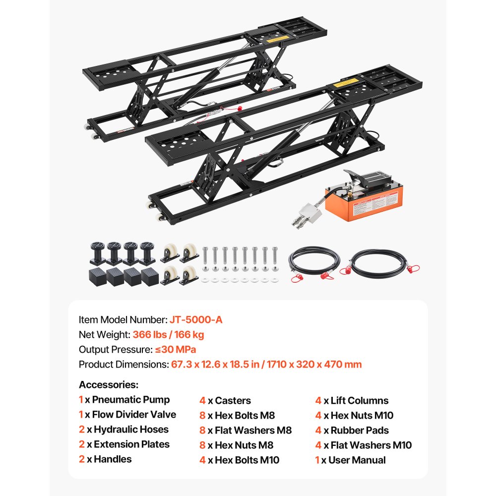 VEVOR Portable Car Lift, 2 Ton Capacity, Heavy Duty Quick Lift with 650 mm Max Height, Pneumatic Pump, Wheels, 4 Rubber Pads & 4 Lifting Columns for Cars, Compact SUVs, Mini Trucks, Garage or Shop