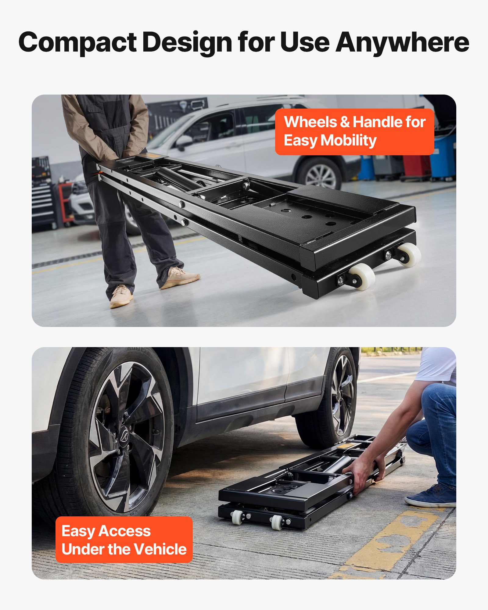 VEVOR Portable Car Lift, 2 Ton Capacity, Heavy Duty Quick Lift with 650 mm Max Height, Pneumatic Pump, Wheels, 4 Rubber Pads & 4 Lifting Columns for Cars, Compact SUVs, Mini Trucks, Garage or Shop