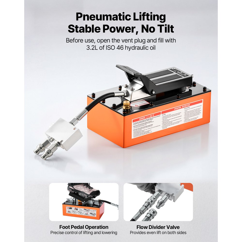 VEVOR Portable Car Lift, 3 Ton Capacity, Heavy Duty Steel Truck Lift with 680 mm Max Height, Pneumatic Pump, Wheels, 4 Rubber Pads & 4 Lifting Columns for Cars, SUVs, Trucks, Home Garage or Shop Use