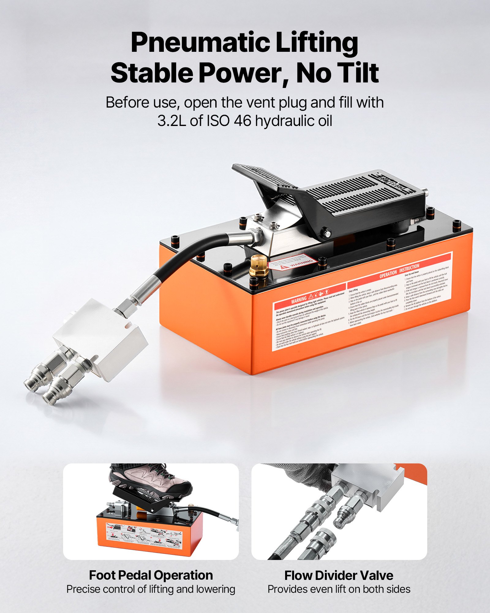 VEVOR Portable Car Lift, 3 Ton Capacity, Heavy Duty Steel Truck Lift with 680 mm Max Height, Pneumatic Pump, Wheels, 4 Rubber Pads & 4 Lifting Columns for Cars, SUVs, Trucks, Home Garage or Shop Use