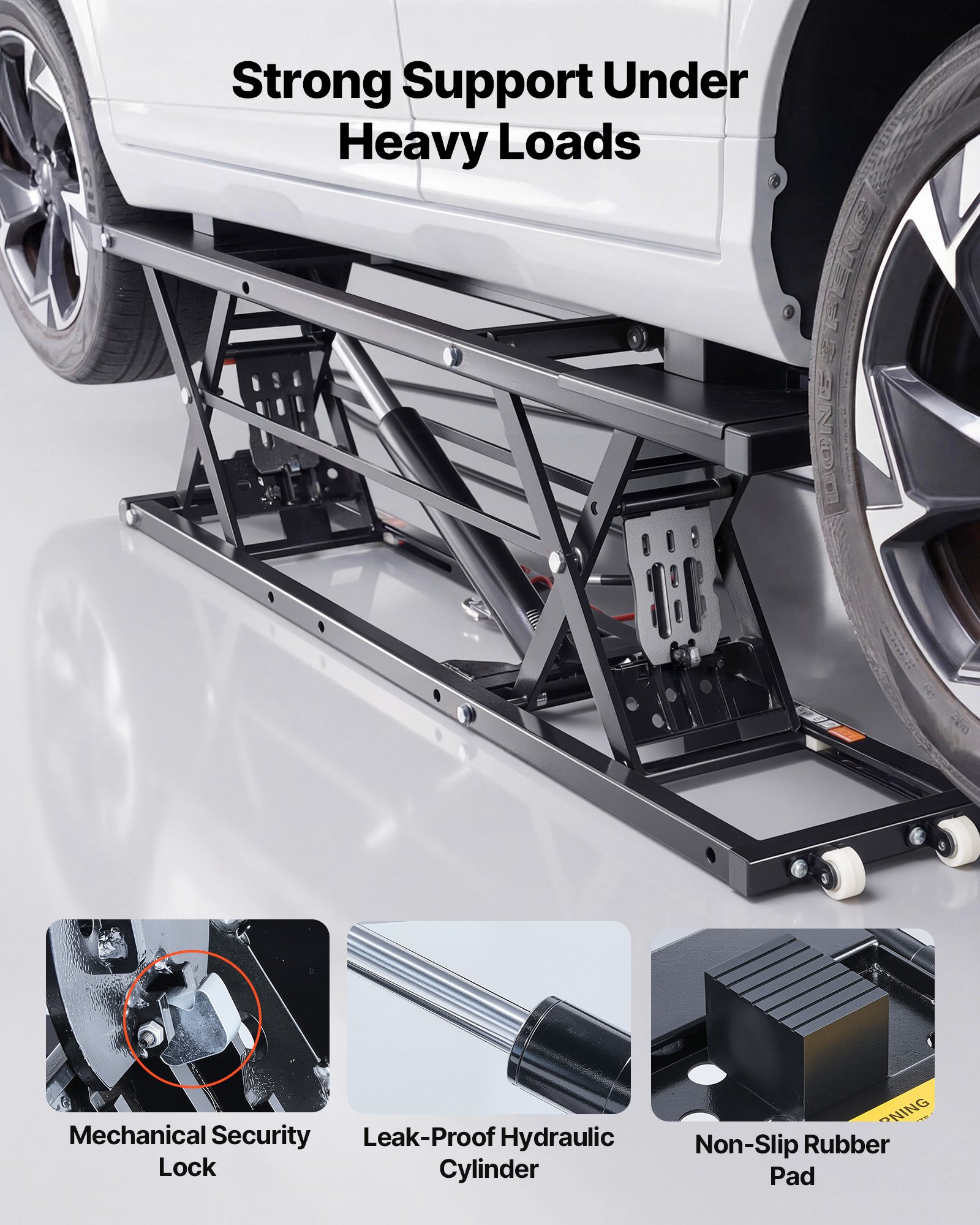 VEVOR Portable Car Lift, 3 Ton Capacity, Heavy Duty Steel Truck Lift with 680 mm Max Height, Pneumatic Pump, Wheels, 4 Rubber Pads & 4 Lifting Columns for Cars, SUVs, Trucks, Home Garage or Shop Use