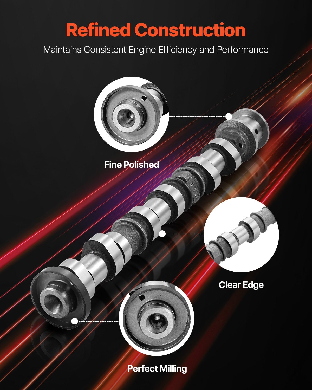 VEVOR Engine Camshaft, 5184380AF 05184380AH 5184380AD 5184380AE 5184380AG Cam Replacement, for 2011-2015 Jeep Grand Cherokee, 2011-2014 Dodge Avenger, 2013-2018 Ram 1500, 3.6L