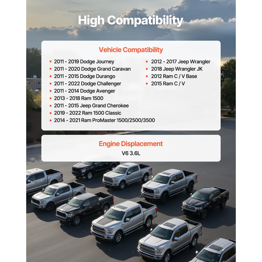 VEVOR Engine Camshaft, 05184377AF 05184377AH 5184377AD 5184377AE 5184377AF 5184377AG Cam Replacement, Work with 2011-2015 Jeep Grand Cherokee, 2011-2019 Dodge Journey, 3.6L V6