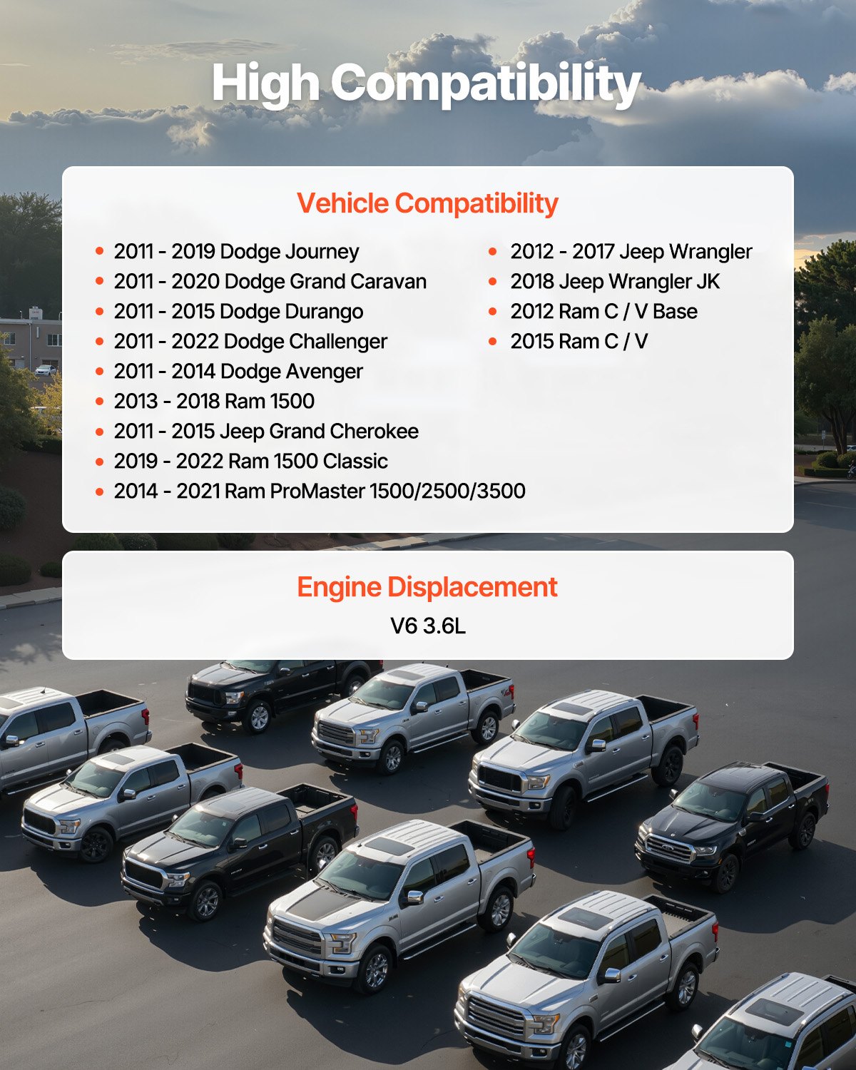 VEVOR Engine Camshaft, 05184377AF 05184377AH 5184377AD 5184377AE 5184377AF 5184377AG Cam Replacement, Work with 2011-2015 Jeep Grand Cherokee, 2011-2019 Dodge Journey, 3.6L V6