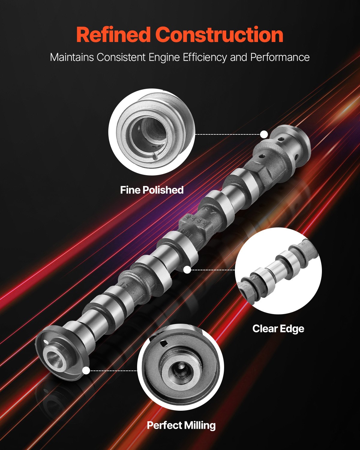VEVOR Engine Camshaft, 05184377AF 05184377AH 5184377AD 5184377AE 5184377AF 5184377AG Cam Replacement, Work with 2011-2015 Jeep Grand Cherokee, 2011-2019 Dodge Journey, 3.6L V6