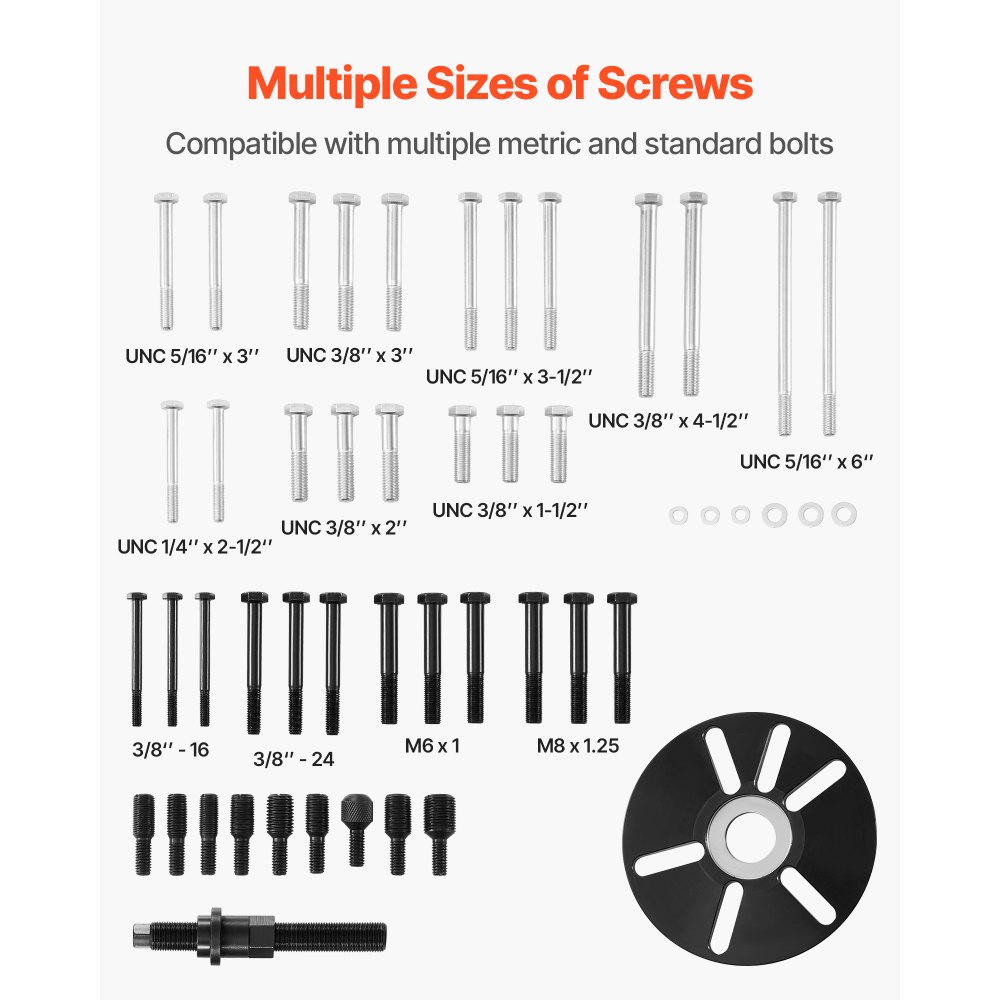 VEVOR Harmonic Balancer Puller Removal & Install Tool Kit, All-Steel Harmonic Balancer Installer Set Tool Kit for Removing and Installing of Balancers, Flywheels, Crankshaft Pulleys, Steering Wheels