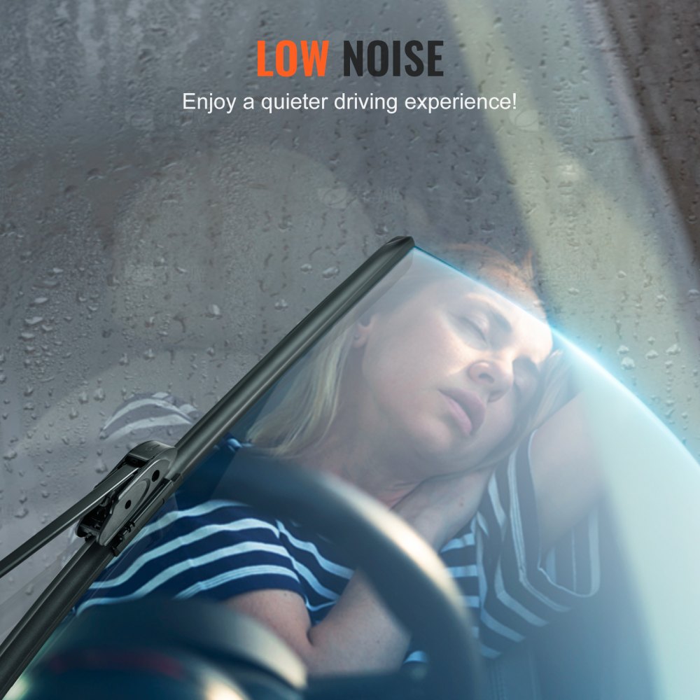 VEVOR 20" Rubber Wiper Blades, 51 cm Universal Replacement Wind Shield Wiper, Low Noise & Better Fit, with 4 Different Clips for most Car, Easy Installation