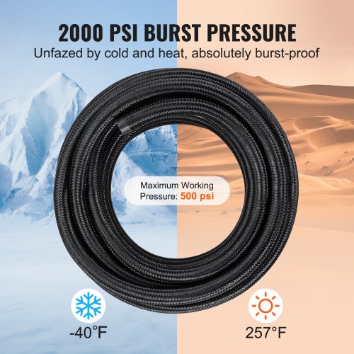 HEEW 10FT 20-AN Nylon & Steel Braided Oil Fuel Gas Radiator Hose With Clamps