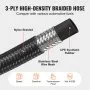 VEVOR 8AN Fuel Line Kit, 20 FT Fuel Hose Kit, 0.43" Nylon Stainless Steel Braided Fuel Line Oil/Gas/Diesel Hose End Fitting Kit, with 12 PCS Swivel Fitting Adapter Kit, Black