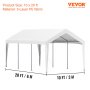 VEVOR Carport Car Canopy, 10 x 20 ft Heavy Duty Garage Shelter with 4 Legs, Car Garage Tent for Outdoor Party, Birthday, Garden, Boat, Car Shelter Tent White (Poles not included)