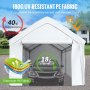 VEVOR 13 x 20 ft Carport Car Canopy, Heavy Duty Garage Shelter with 8 Legs and Removable Sidewalls, Car Garage Tent for Party, Birthday, Boat, Adjustable Peak Height from 9.6 ft to 11.3 ft, White